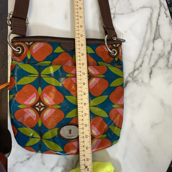 Fossil Key-Per Sling Crossbody Bag Women Size OS Green Brown Floral Canvas Purse - Picture 13 of 15
